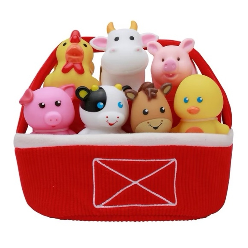 Magic Years nwt Farm Finger Puppets and Squirt Toy Basket Set - 7pc